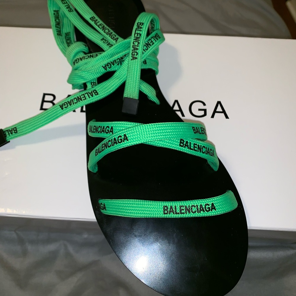 Balenciaga green lace sandals